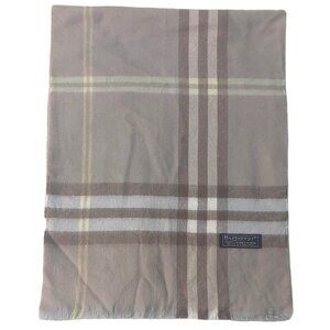 Burberry Luxury Light Brown, Blue, Yellow Large Plaid Vintage Scarf Scarves